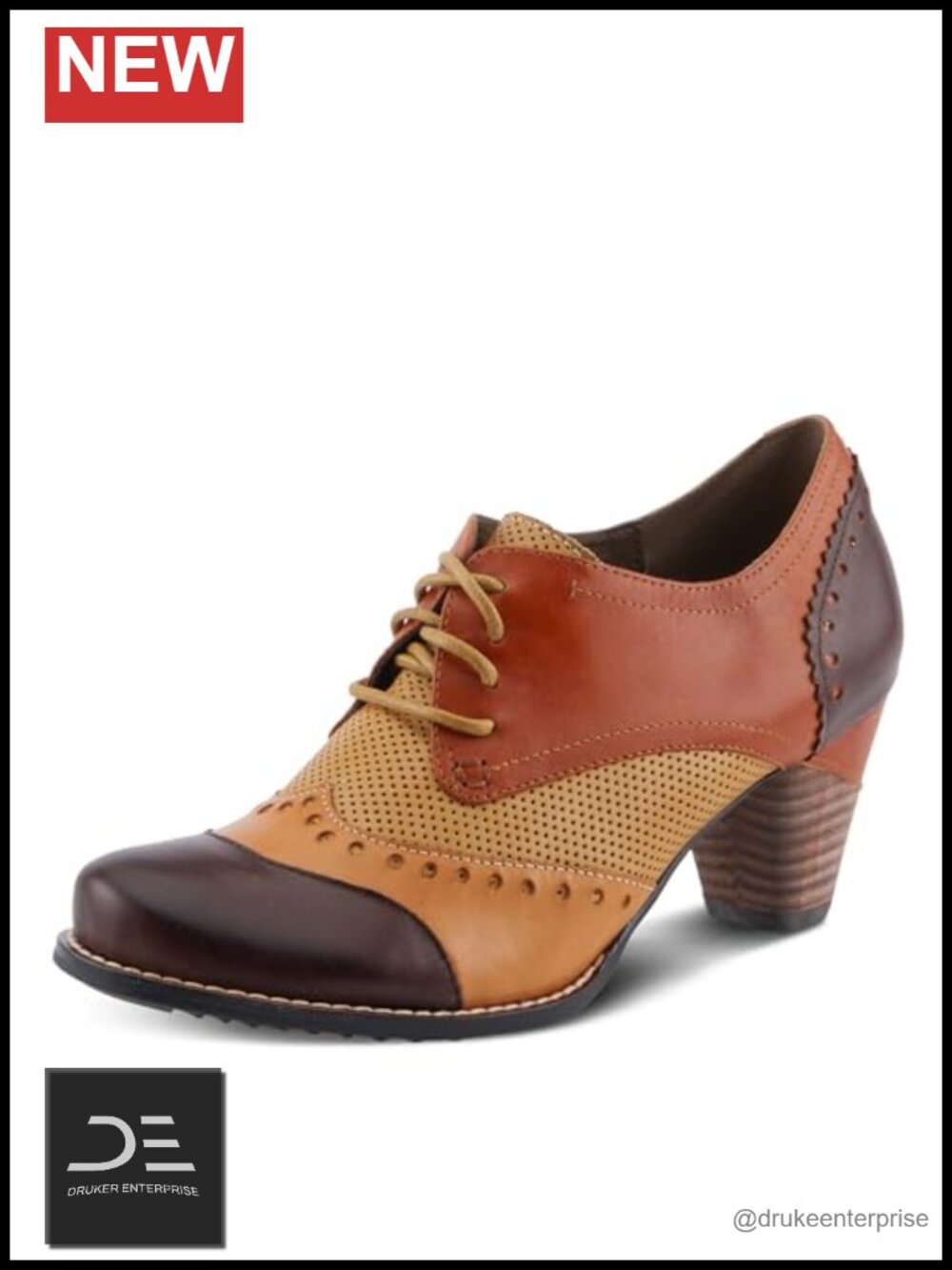 Hand Painted Leather Derby Oxford Pumps Lace Up